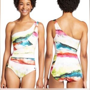 CALIA Women’s size 20 Sculpt Multi Watercolor One piece swimsuit new with tags